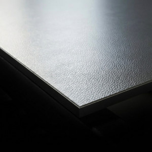 Custom leather-texture stainless steel plate 1mm | Laser cutting