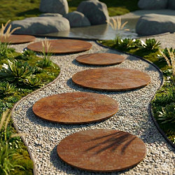 Passo giapponese rotondo in acciaio corten - John Steel