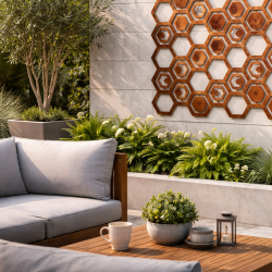 Panneau décoratif extérieur hexagones 180x90 cm - John Steel