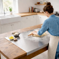 Tabla de pastelería acero inoxidable alimentario a medida con pliegue