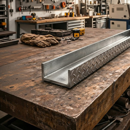 Profilé U inox larmé sur mesure - Rail inox antidérapant à larmes