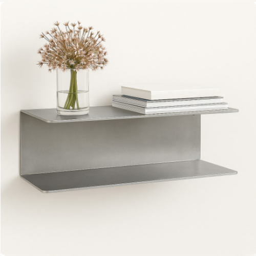 Custom U-shaped aluminium wall shelf – John Steel