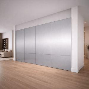 Custom-made anti-fingerprint brushed aluminum backsplash