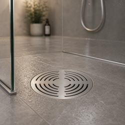 Grille ronde pour siphon de douche en inox brossé sur mesure