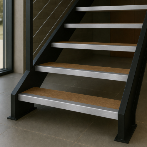 Perfil de degrau alumínio escovado antidedadas  sob medida| John Steel