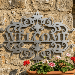 Welcome arabesque metal wall decor | John Steel