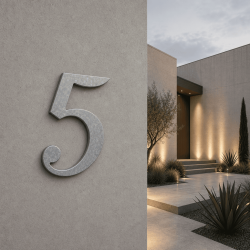 Número de casa cursive sans a medida: 5| John Steel