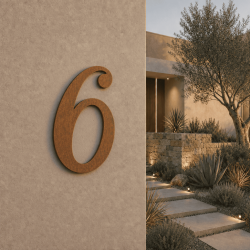 Número de casa cursive sans a medida: 6| John Steel