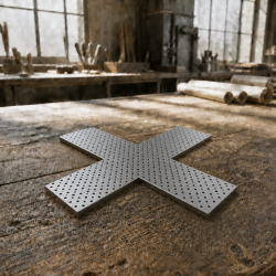 Custom perforated aluminum cross - John Steel
