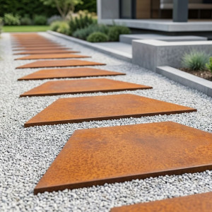 Pas japonais trapèze acier corten sur mesure | John Steel