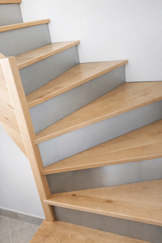 Contremarches en inox brossé pour escalier - Inox brossé
