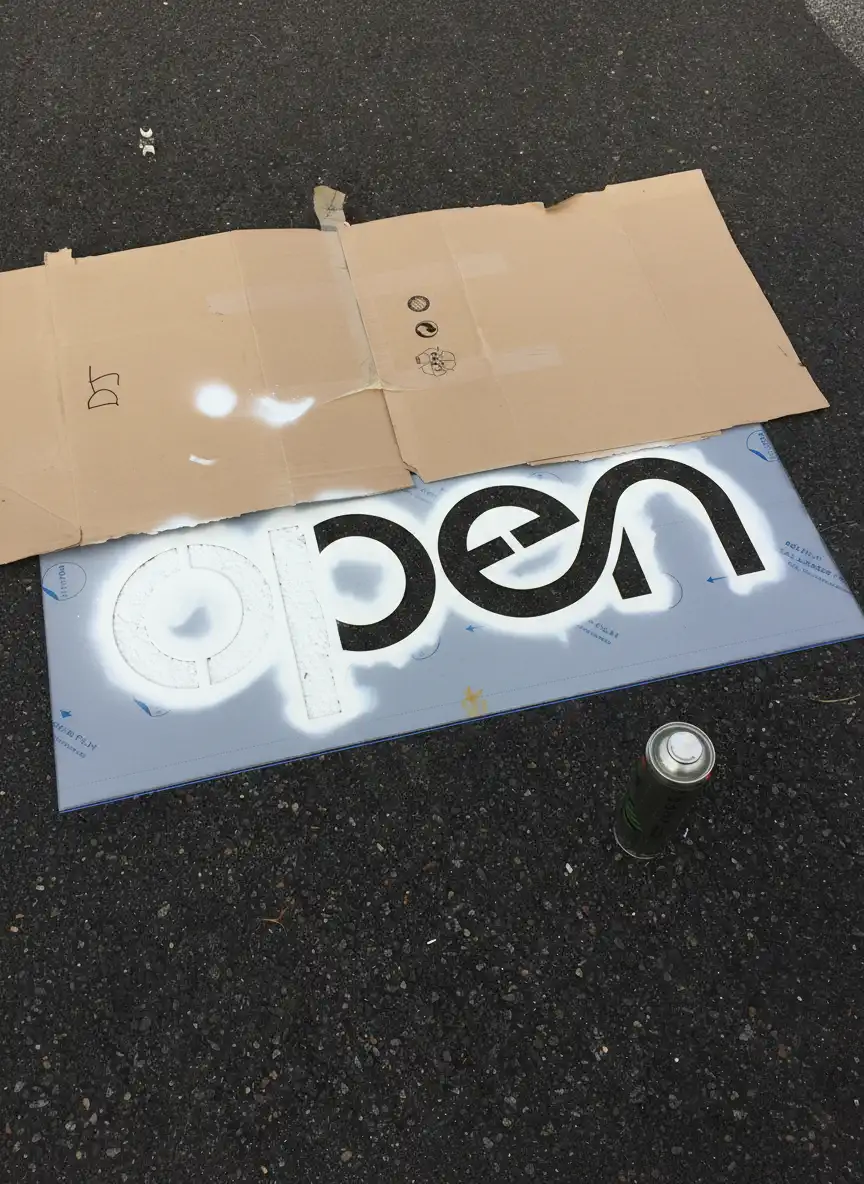 Pochoir “OPEN” – Pour parking stylé uniquement - Aluminium brut filmé