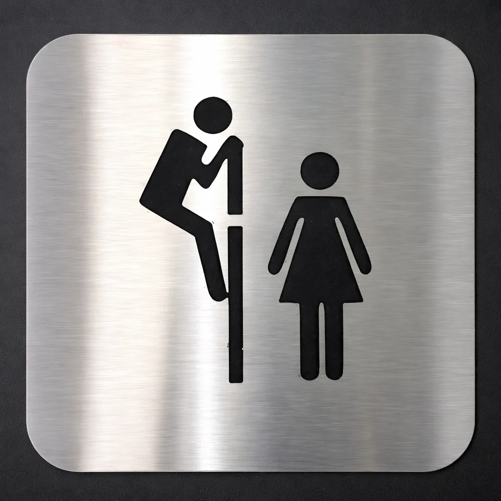Signalétique toilette humouristique - Aluminium brossé anti-traces