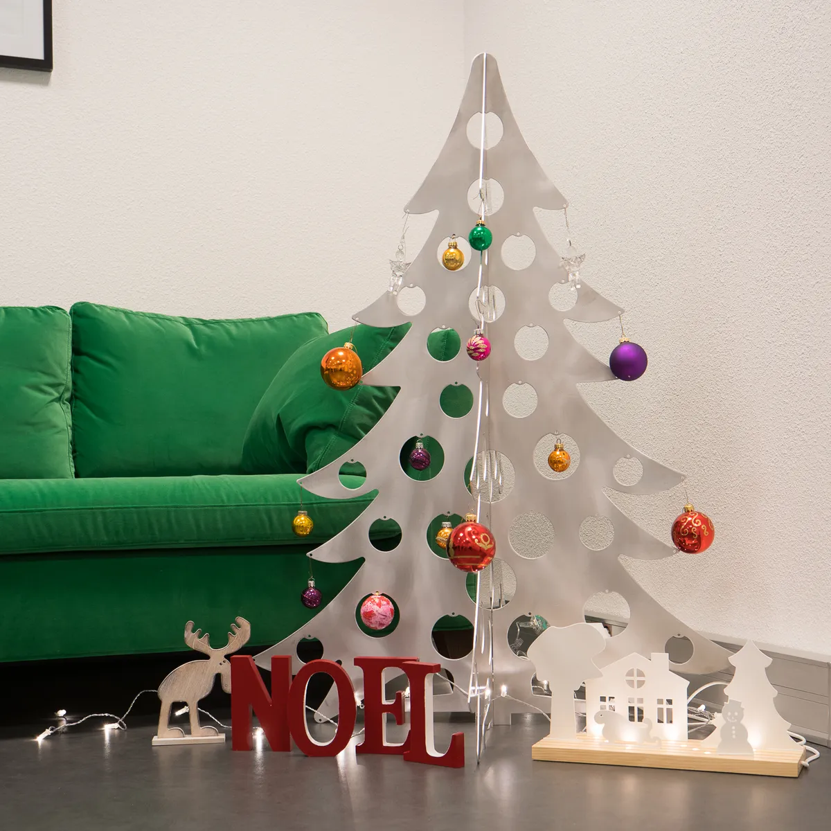 Sapin déco métal - Aluminium brut